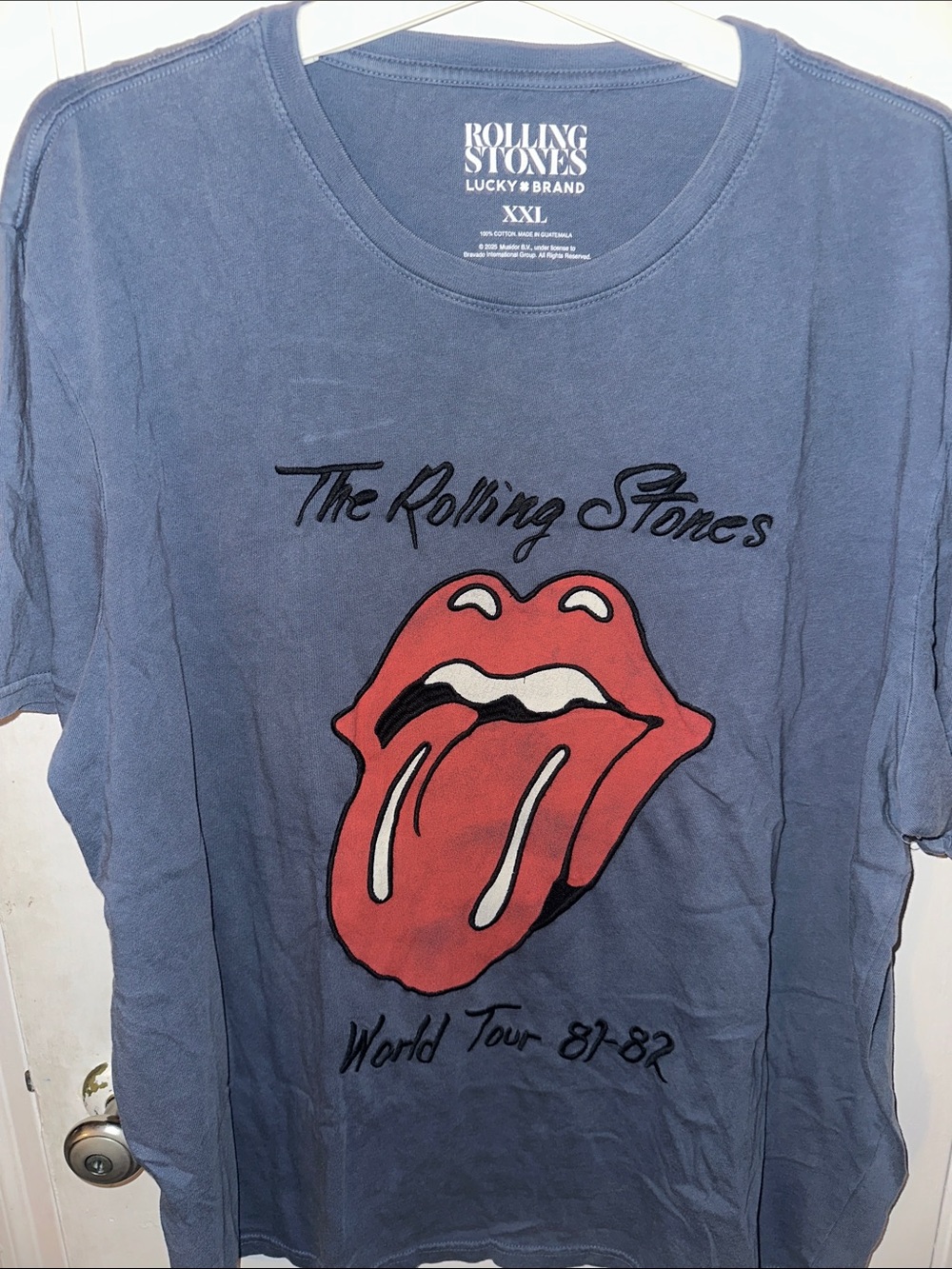 Lucky Brand Blue Rolling Stones Tongue Graphic Tee